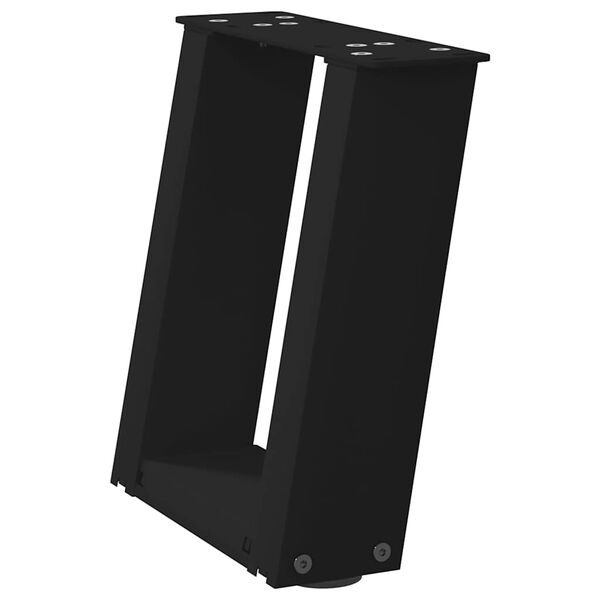 vidaXL Gambe per Tavolino da Caff&egrave; a Forma di U 2 pz Nere 30x(30-31) cm Acciaio