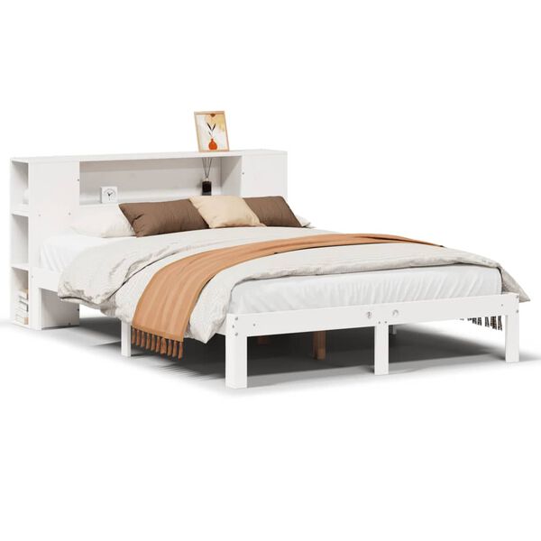 vidaXL Letto Libreria senza Materasso Bianco 140x190 cm Legno di Pino