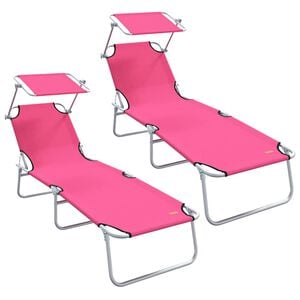 vidaXL Lettino da sole 2 pz Poliestere Rosa