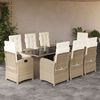 vidaXL Set da Pranzo da Giardino 9 pz con Cuscini Beige in Polyrattan