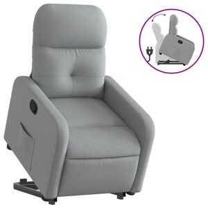 vidaXL Poltrona Alzapersona Reclinabile Grigio Chiaro in Tessuto