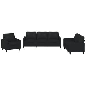 vidaXL Set di Divani 3 pz con Cuscini Nero in Similpelle