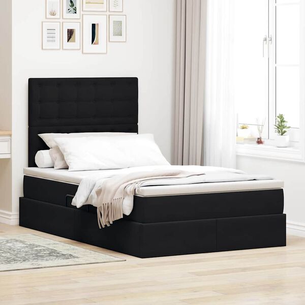 vidaXL Letto con contenitore e LED Nero 120 x 190 cm Velluto
