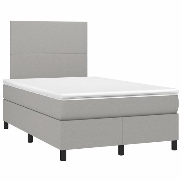 vidaXL Letto a Molle Materasso e LED Grigio Chiaro 120x190 cm Tessuto