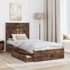 vidaXL Letto con Contenitore Rovere fum&eacute; 90 x 200 cm Legno multistrato