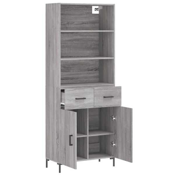 vidaXL Credenza Grigio Sonoma 69,5x34x180 cm in Legno Multistrato