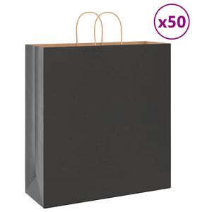vidaXL Sacchetti di Carta 50 pz con Manici Neri 45x17x48 cm