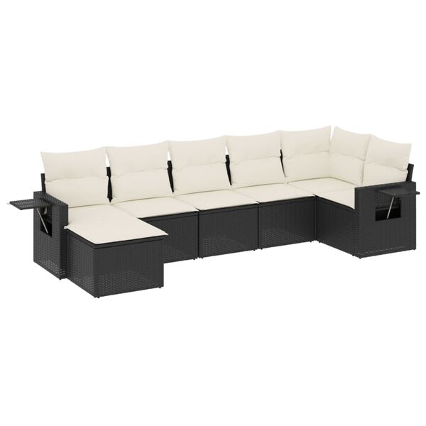 vidaXL Set Divani da Giardino con Cuscini 7pz Nero Polyrattan