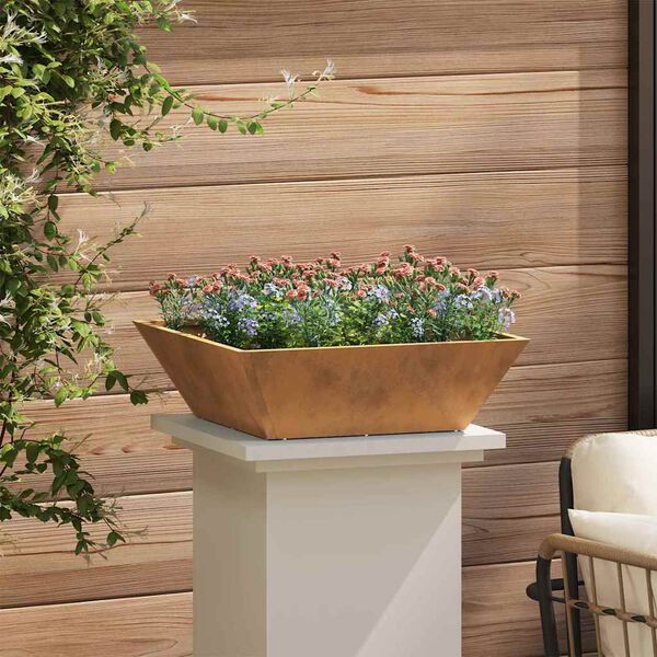 vidaXL Vaso da giardino Ruggine 50 x 50 x 15 cm