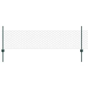 vidaXL Recinzione esagonale con palo 100 x 0,5 m Verde Rete