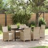 vidaXL Set da Pranzo per Giardino 7 pcs Beige polyrattan
