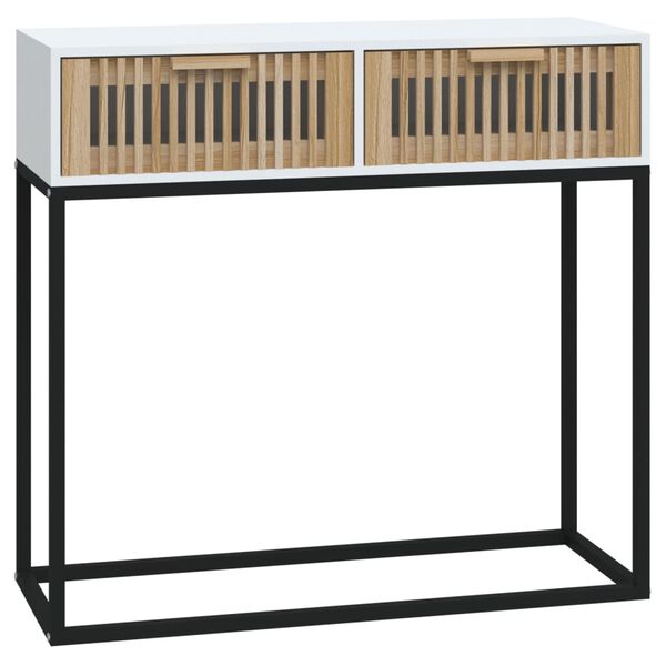 vidaXL Tavolino Consolle Bianco 80x30x75 cm Legno Multistrato e Ferro