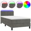 vidaXL Letto a Molle con Materasso e LED Grigio Scuro 100x200 cm