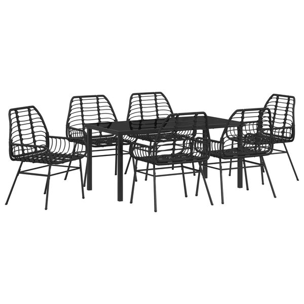 vidaXL Set da Pranzo per Giardino 7 pcs Nero polyrattan