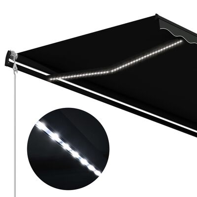 vidaXL Tenda da Sole Retrattile Sensore Vento LED 450x300cm Antracite