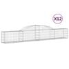 vidaXL Cesti Gabbioni ad Arco 12 pz 300x30x40/60 cm Ferro Zincato