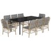 vidaXL Set Pranzo da Giardino 9 pz con Cuscini Beige Misto Polyrattan