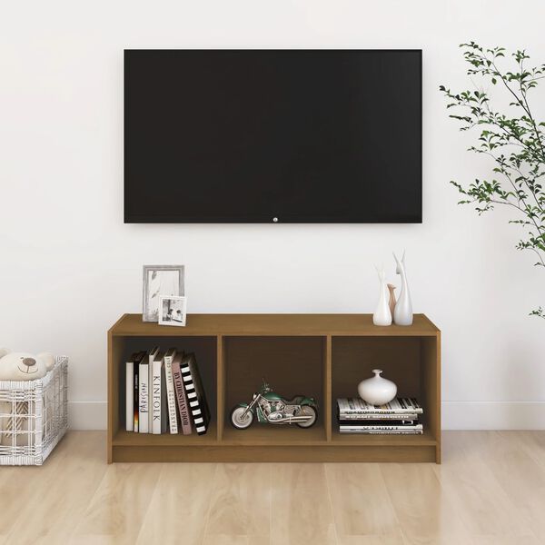 vidaXL Mobile Porta TV Marrone Ambra 104x33x41 cm in Legno di Pino