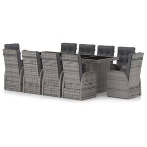 vidaXL Set da Pranzo da Giardino 11 pz con Cuscini Polyrattan Grigio
