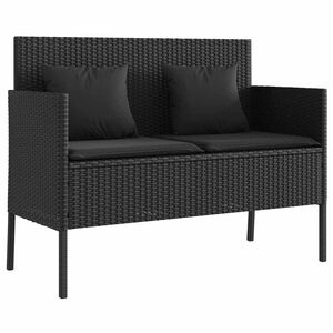 vidaXL Panca da Giardino con Cuscini Nera in Polyrattan