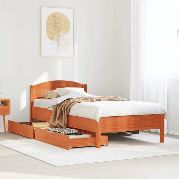 vidaXL Letto senza Materasso Marrone Cera 90x200 cm Legno di Pino