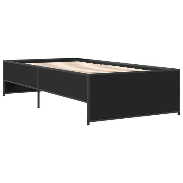 vidaXL Giroletto Nero 75x190 cm in Legno Multistrato e Metallo