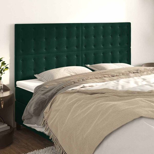 vidaXL Testiera Verde Scuro 180x5x118/128 cm Velluto