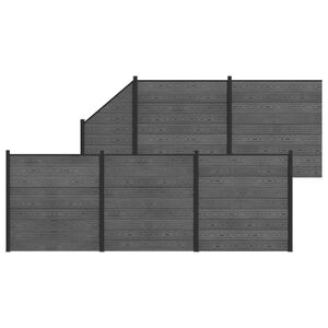 vidaXL Set di Recinzione 6 pz 965 x 186 cm WPC e Alluminio Grigio