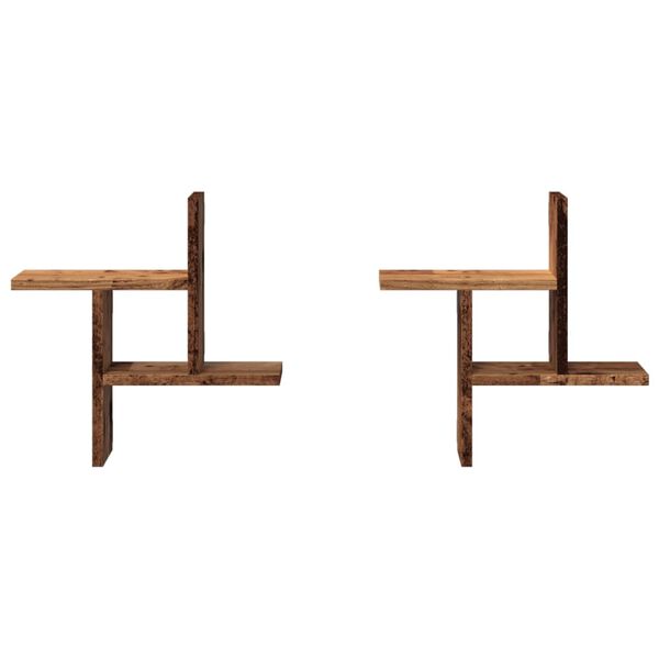 vidaXL Mensole da Parete 2pz Legno Vecchio 38x12x38 cm in Truciolato