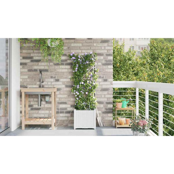 vidaXL Vaso da giardino Bianco 40 x 40 x 142 cm Plastica