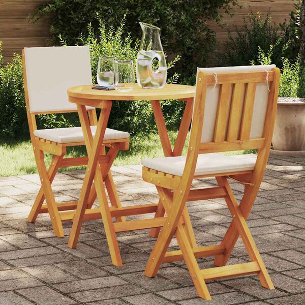 vidaXL Set bistrot 3 pcs Olio Naturale Legno di Acacia Massello