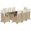vidaXL Set da Pranzo da Giardino 9 pz con Cuscini Beige in Polyrattan