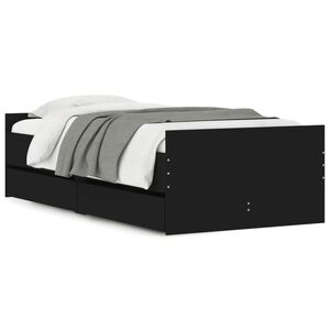 vidaXL Giroletto con Cassetti Nero 90x190 cm