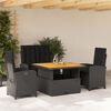 vidaXL Set da Pranzo da Giardino 5 pz Nero con Cuscini in Polyrattan
