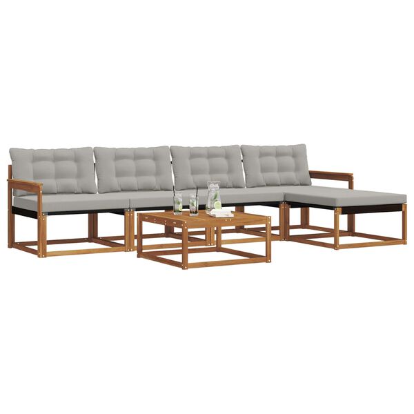 vidaXL Set di divani da esterno 6 pcs Grigio Naturale e Chiaro