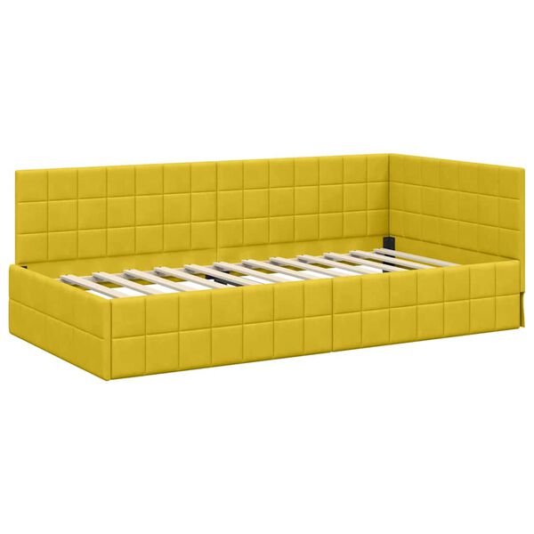 vidaXL Cornice del letto ad angolo Giallo 90 cm x 200 cm Velluto