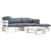 vidaXL Set Divani da Giardino su Pallet 4 pz con Cuscini Grigi Legno