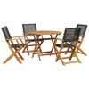 vidaXL Set da Pranzo per Giardino 5pz Nero Polyrattan e Legno Massello
