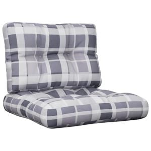 vidaXL Cuscini per Pallet 2 pz Grigi a Quadri in Tessuto