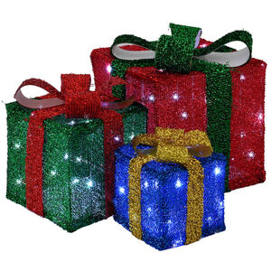 vidaXL Scatola regalo di Natale illuminata 3 pz 64 LED Bianco freddo