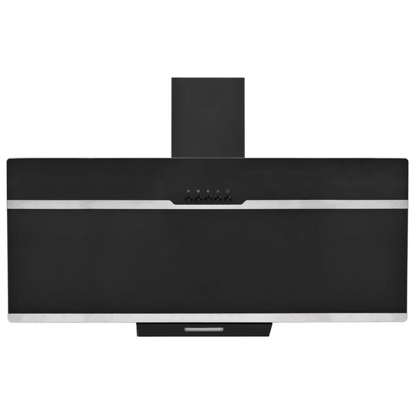 vidaXL Cappa a Parete 90 cm in Acciaio Inox e Vetro Temperato Nero