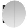 vidaXL Armadio da Bagno con Specchio Rotondo e LED Nero 40x40x17,5cm