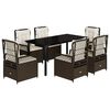 vidaXL Set da Pranzo da Giardino 7pz con Cuscini in Polyrattan Marrone