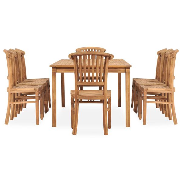 vidaXL Set da Pranzo da Giardino 9 pz in Legno Massello di Teak