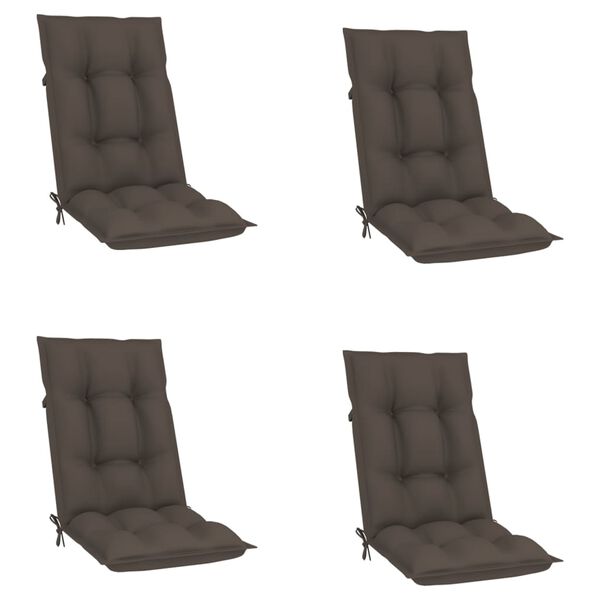 vidaXL Sedie Reclinabili da Giardino con Cuscini 4 pz Massello di Teak
