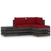 vidaXL Set Salotto da Giardino 4pz con Cuscini Legno Impregnato Grigio