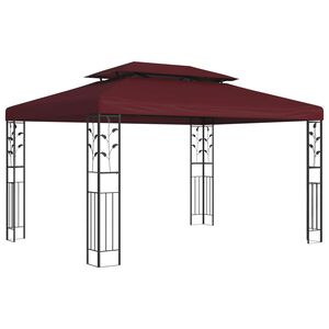 vidaXL Gazebo 3,97 x 2,96 x 2,68 m Rosso Vino Poliestere e Acciaio