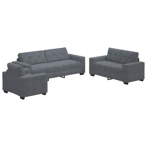 vidaXL Set di divani 3 pz Grigio scuro Velluto