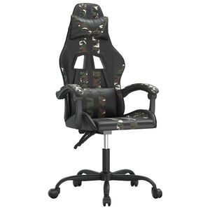vidaXL Sedia da Gaming Girevole Nero e Mimetico in Similpelle