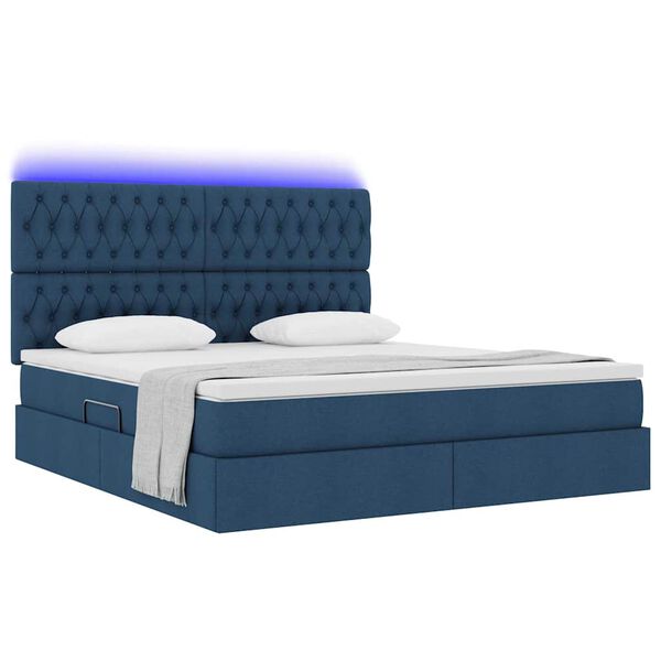 vidaXL Letto con contenitore e LED con led Blu 180 x 200 cm Poliestere